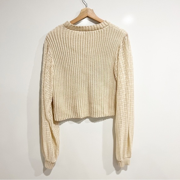 Zara Contrast Knit Bubble Sleeve Sweater - Picture 7 of 13